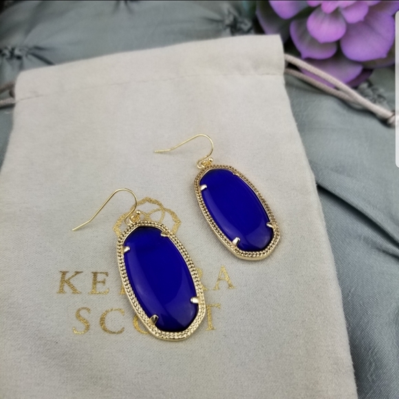 Kendra Scott, Cobalt Blue, Cat's Eye, Elle, Earrings - Picture 2 of 5